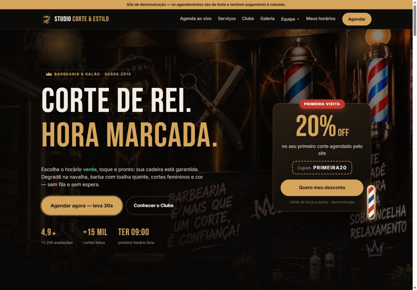 Prévia real do Studio Corte e Estilo